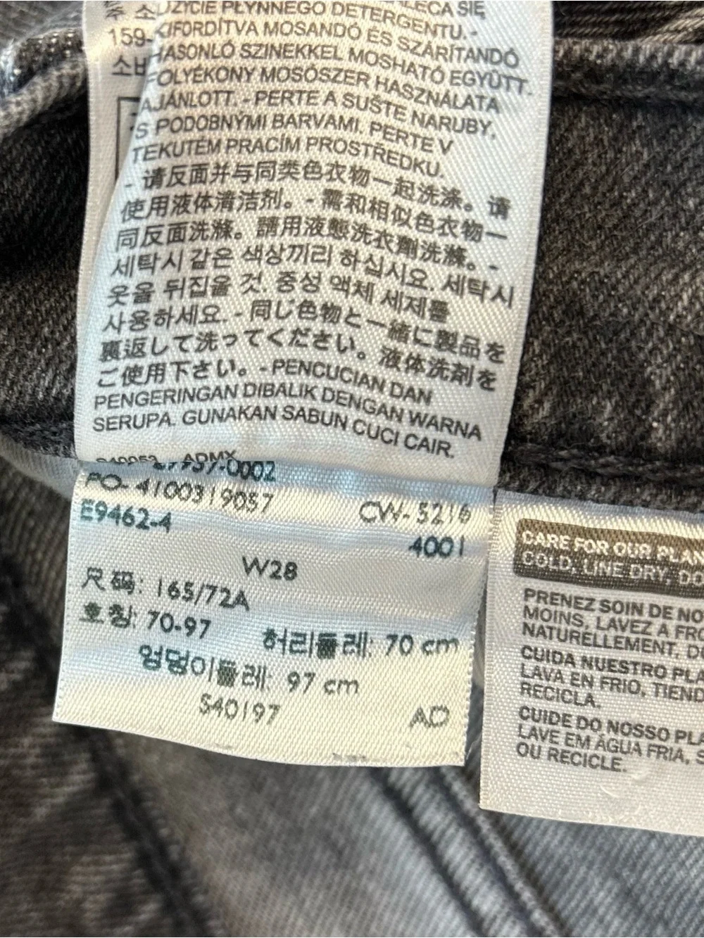Levi’s 505 Men's Black Wash Straight Leg Jeans / 28” waist